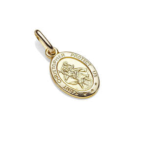 Christmas: 9ct Gold 12mm St Christopher Oval Pendant