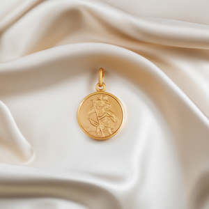 Saint Christopher 9ct Gold 22mm Round Pendant