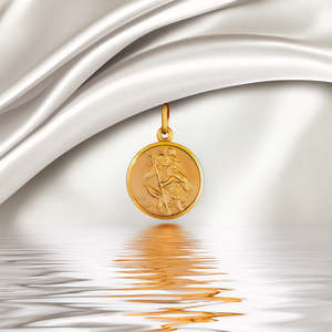 Saint Christopher 9ct Gold 16mm Round Pendant