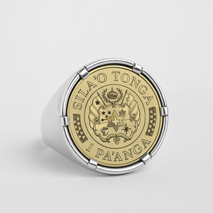 Sterling Silver Tongan Shield Coin Ring (CLAW )