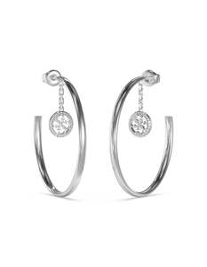Earrings: GUESS Life in 4G CZ Coin Silver Hoop Earrings – Women’s Jewellery