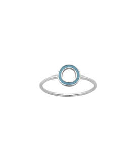 Karen Walker Orbit Ring – Sterling Silver with Turquoise Enamel