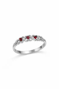 Sterling Silver Heart Garnet Ring