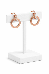 Earrings: Sterling Silver 9mm Open Circle CZ Bar Stud Earrings