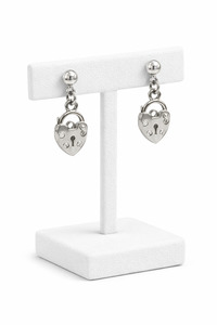Earrings: Sterling Silver Padlock Drop Earrings