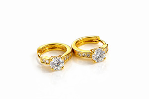 Sterling Silver Huggies Earrings with CZ