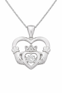 Necklaces: Dancing CZ Heart Pendant Necklace