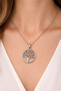 Necklaces: CZ Tree of Life Pendant Necklace