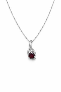 Sterling Silver Red Stone Pendant Necklace
