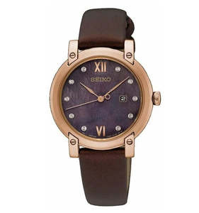 Seiko Ladies Rose Gold Dress Watch - SXDG88 Diamond Dial