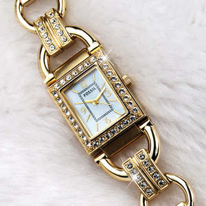Watches: Fossil Ladies Gold Crystal Watch - ES2506