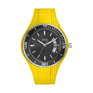 Watches: Guess Men’s Yellow Sports Watch –  GUW95143G6 Black Dial