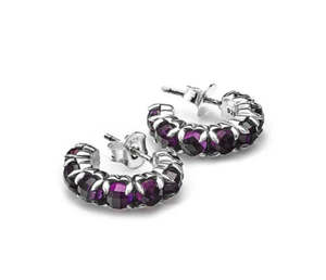 Earrings: STOLEN GIRLFRIENDS CLUB | Halo Cluster Amethyst Hoop Earrings