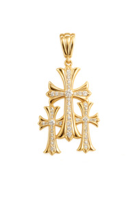9ct Triple Cross With Diamonds