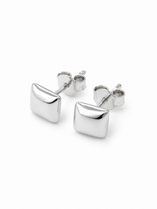 Earrings: 9ct White Gold Dome Earrings