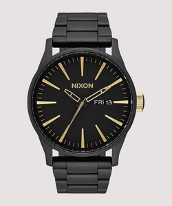 Watches: Nixon Sentry Stainless Steel Watch - Matte Black / Gold