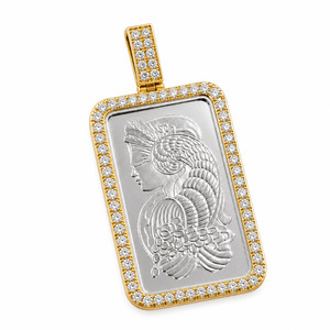 Pendants: 10ct Gold Lab Diamond & 1oz Platinum PAMP Pendant