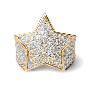 9ct Gold Iced Out Star Diamond Ring