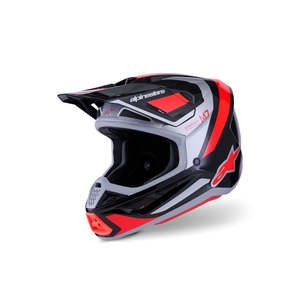 Dirt Adult Gear Helmets: S-M7 Rise Helmet Black/Silver/Red Fluoro Gloss