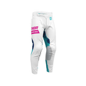 Dirt Youth Gear Pants: THOR MX PANT YOUTH LAUNCHMODE BLEACH WHIT/AQA