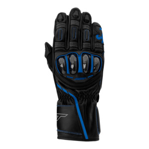 Road Womens Gloves: RST S1 LEATHER GLOVE [BLACK/GREY/NEON BLUE]