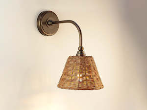 Arthur Long Arm Wall Light with Petit Rattan Shade