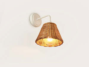 Arthur Short Arm Wall Light with Petit Rattan Shade