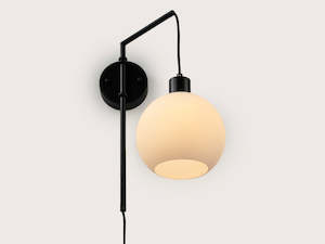Apothecary Collection: Frankie Swing Arm Wall Light with 20cm Apothecary Opal Round Glass Shade