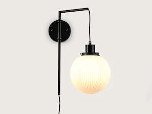 Opal Glass: Frankie Swing Arm Wall Light with 20cm Alfie Opal Glass Shade