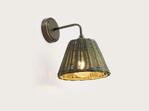 New Product: Coloured Rattan - Arthur Short Arm Wall Light with Petit Rattan Shade