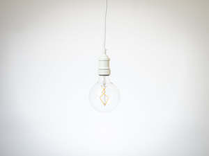 Pendant Lighting: White Vintage Bare Bulb Pendant