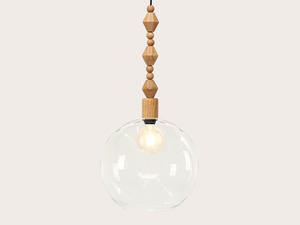 Pendant Lighting: Apothecary 40cm Round Glass Wooden Boho Pendant