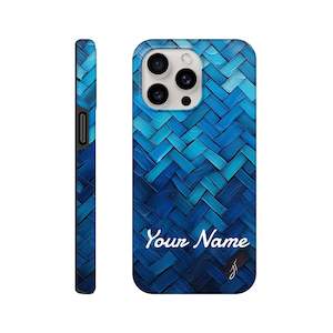 Phone Cases: Tough case - Blue Weave - PERSONALIZED
