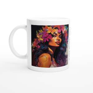 Coffee Mugs: White 11oz Ceramic Mug - Polynesian Maiden PERSONALIZED