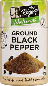 Salt Pepper: Mrs Rogers Naturals Ground Black Pepper Canister 60g