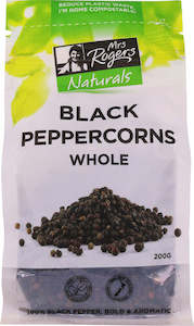 Salt Pepper: Mrs Rogers Peppercorns Black 200g Bag