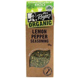 Salt Pepper: Mrs Rogers ECO Organic Lemon Pepper Seasoning 50g