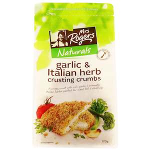 Crumbs Coatings: Mrs Rogers Naturals Garlic & Italian Herb Crusting Crumb 170g