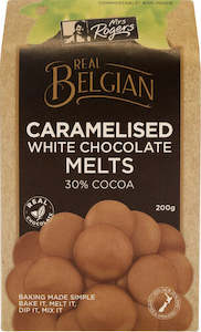 Chocolate Cocoa: Mrs Rogers Belgian Caramelised White Chocolate Melts 200g