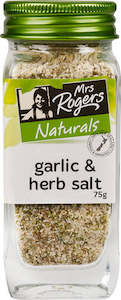 Glass Shaker: Mrs Rogers Naturals Garlic & Herb Salt Shaker 75g