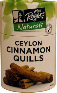 Cinnamon: Mrs Rogers Naturals Ceylon Cinnamon Sticks Canister 45g
