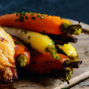Order Food For Christmas: Christmas Roasted three-coloured carrots and beetroot - serves 4 people