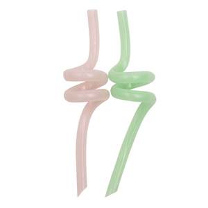 Little Woods Twirly Straws 2pk | Pink + Mint x 3 Pieces