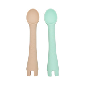 Little Woods First Tensils (2pk) | Mint + Caramel 3 Pieces