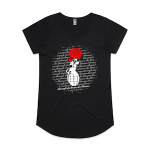 Through Darkness She Blooms Ladies Scoop Neck Red Rose v 2.0