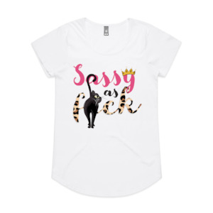Sassy as F*ck Cat's Behind Scoop Neck Tee - White