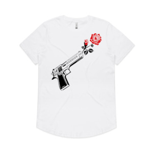 Through Darkness She Blooms: Through Darkness She Blooms Curved-Hem White Tees