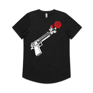 Through Darkness She Blooms Curved-Hem Tee Red Rose