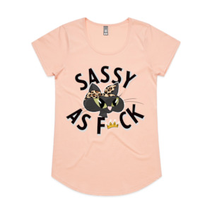 Sassy as F*ck Cartoon Cat  Scoop Neck Tee - Pink