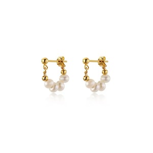 Products: Stacked Pearl Hoops – Gold Statement Earrings NZ